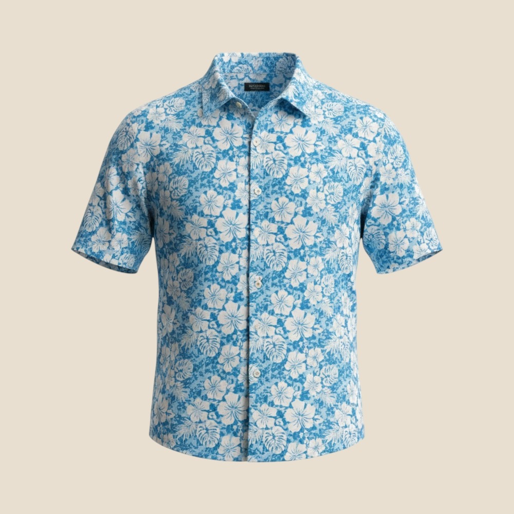Fairway & Greene Shirt Mens XL Blue NWT Floral Hibiscus Golf Performance S/S